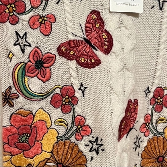 Johnny Was “The Wonder Years” embroidered cashmere blend sweater NWT RARE - Picture 8 of 15